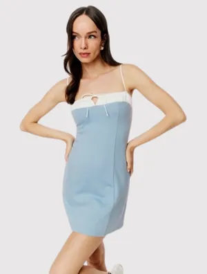 Reformation Mini Dress Blue Sadie Knit Cami Two Tone Organic Cotton Stretch XS thumbnail 1