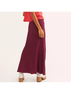 Free People Shine Bright Ribbed Maxi Skirt Size Small thumbnail 3