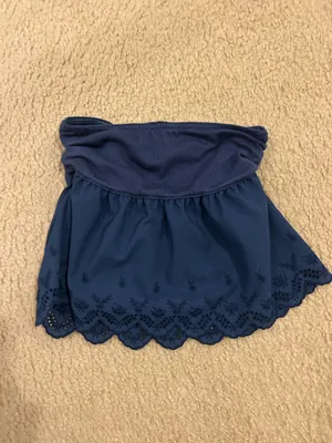 Wild Fable navy blue strapless ruffle hem bandeau tube top XS thumbnail 2