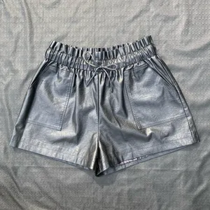🖤 NWT Schhjzpj Size XL Black Vegan Leather Drawstring PaperBag Shorts 🖤 thumbnail 7