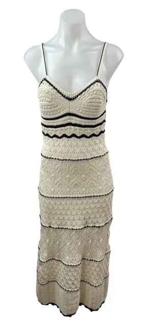 Zara Women's Geometric Crochet Knit Sleeveless Midi Cami Tank Bodycon Dress Sz M thumbnail 1