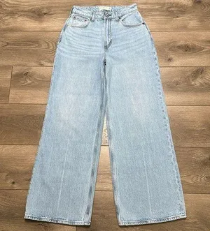 Abercrombie & Fitch Wide Leg High Rise Curve Love Blue Jeans Size 24 thumbnail 3