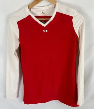 Under Armour Heatgear Red White Top Size Large thumbnail 1