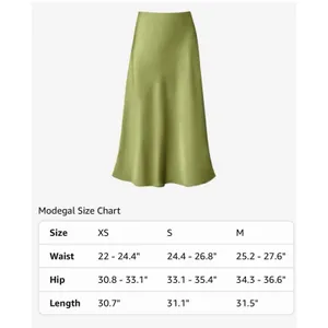 Modegal Women's Satin High Waist Midii Skirt Green M thumbnail 4