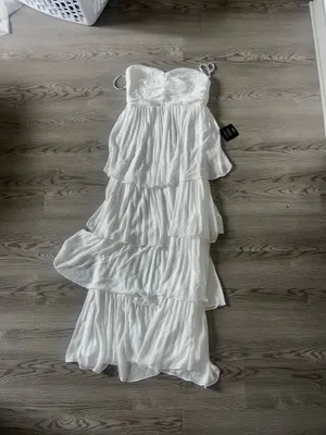 lulus white strapless tiered dress  thumbnail 2