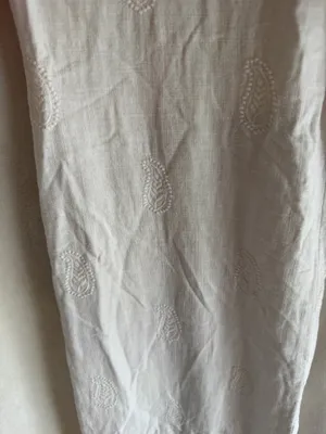 ZARA Pants Linen Wide-Leg White embroidered size 2 thumbnail 7