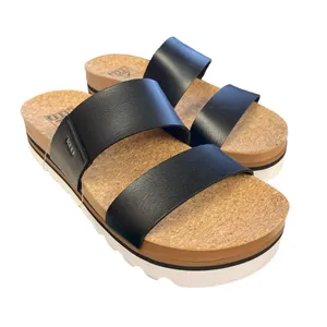 Reef Cushion Black Vista Hi platform slip on two strap chunky sole sandals thumbnail 1