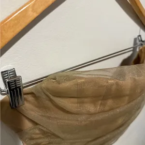 Sheer Brown Ruched Mesh Strapless Top Size L thumbnail 3