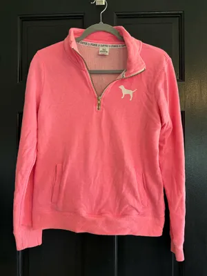 Pink quarter zip pullover thumbnail 1