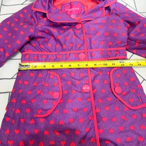 London Fog Trench Coat‎ 6X Purple Red Heart Print Hooded Fleece Lined Jacket thumbnail 5