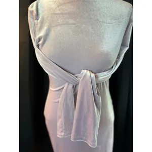 HM Lavender Shimmer Velvet Mock Neck Long Sleeve Ruched Bodycon Mini Dress Small thumbnail 5