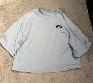 The North Face Light Blue Cropped Tee shirt small thumbnail 1