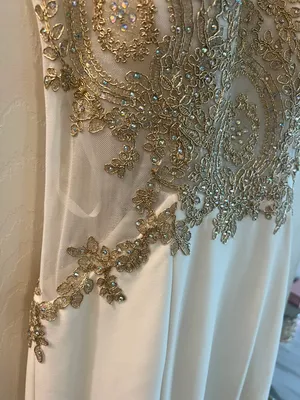 Prom dress white with gold beading. so beautiful! worn once thumbnail 3