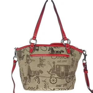 COACH Leah Horse Carriage Print Canvas and Leather Shoulder Bag - $274. - #14855 thumbnail 2
