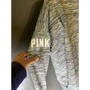 PINK Victoria's Secret Sweatshirt Womens Medium Gray Cowl Neck Logo Pullover thumbnail 6