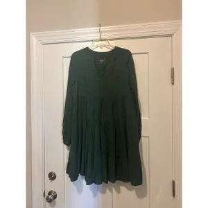 Maeve Green Amber Peasant Boho Festival Tiered Tunic Dress Size Small Modest thumbnail 3