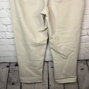EVERLANE The Way High Jean Straight Leg High‎ Rise Raw Hem Cream Jeans Size 33 thumbnail 6