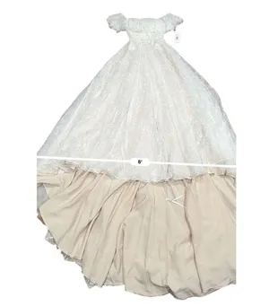 Theia Imelda off-the-shoulder embellished Chantilly Ivory lace bridal gown sz O thumbnail 11