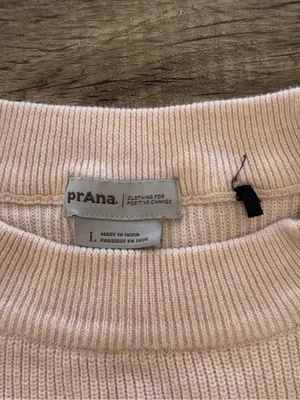 Prana Striped Crewneck Sweater in Cream, Tan & Navy size large thumbnail 6