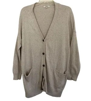 Madewell Long Cardigan Sweater Marled Flax Size Medium thumbnail 3