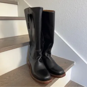 NWOB FRYE Anthropologie Frye Campus 14L Wide Calf Boots in Black Gatsby Leather thumbnail 5