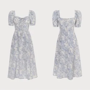 RIHOAS The Blue Sweetheart Neck Puff Sleeve Floral Midi Dress thumbnail 6