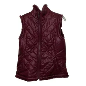 Nicole Miller Original Reversible Vest Womens Small Wine Red Faux Fur Quilted thumbnail 4