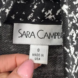Sara Campbell Open Front Blazer Womens Small Black White‎ Peplum Careerwear Chic thumbnail 3