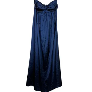 NWT Lulus Memorable Entrance Strapless Satin Pleated Maxi Dress L Dark Blue thumbnail 12