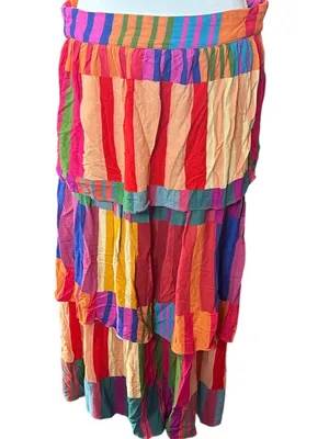 FARM Rio Vibrant Multi-Stripe Tiered MIDI Skirt thumbnail 2
