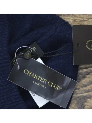 NWT Charter Club Womens 100% Cashmere Cuffed Beanie 100160260HT Navy Blue thumbnail 4