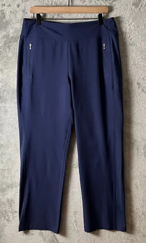 Athleta Fairway High Rise Golf Pants‎ Navy Blue Size 14 Straight Leg Semi Fitted thumbnail 1