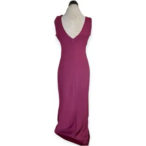 Woosea V Neck Maxi Dress Ruched Slit Formal Prom Wedding Guest Gown Party Medium Homecoming thumbnail 3