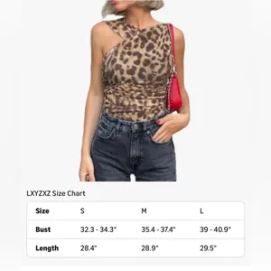 Tyssedal Studio Leopard Print Ruched Crossover Halter Bodysuit Brown Tan Large thumbnail 9