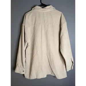 New In Boutique Cream Beige Button Up Corduroy Shacket Size Large thumbnail 6