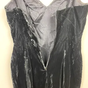 Roberta‎ Evening Gown 13/14 Black Velvet Lace Sheath V-Neck Long Slit Vintage thumbnail 8