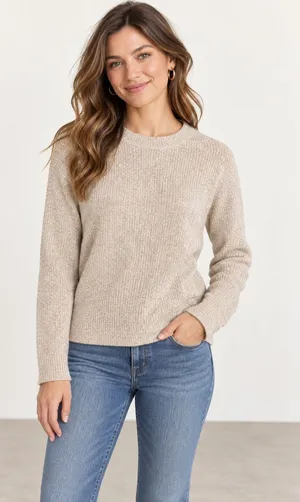 J.Crew Marled Beige Crewneck Knit Sweater Size Small thumbnail 1