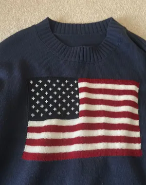Navy American Flag sweater Blue Size M thumbnail 1