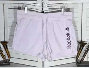 Reebok shorts cotton cord tie waist activewear athleisure gym pilates running L thumbnail 1