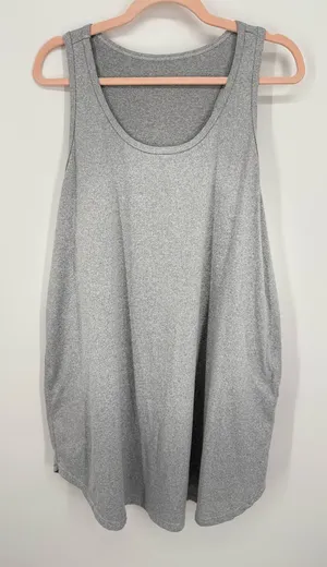 “VERY SOFT” Women's 1X Razor Back T-Shirt Dress Gray Coverup Lounge Wear thumbnail 1