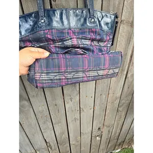 COACH poppy tartan signature tote bag blue/purple F-20109 thumbnail 3