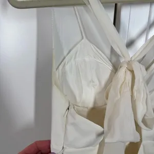 Anthropologie BHLDN Hitherto 100% silk bridal ivory jumpsuit flowy beach coastal thumbnail 6