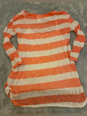 Maternity Lightweight Orange/Cream Striped Women's Knit Top by Motherhood Size S thumbnail 1