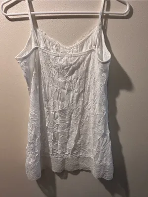 Maurices White Lace Trim Crinkle Cami Tank Top Medium Boho Cottagecore thumbnail 2