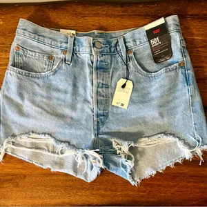 Levi's Light Blue 501 High Rise Shorts thumbnail 1