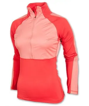 Nike Pro hyper warm shield half-zip athletic top in pink colorblock thumbnail 1
