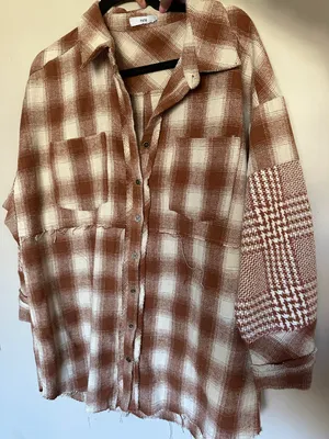 Flannel Dress Shacket Brown thumbnail 1