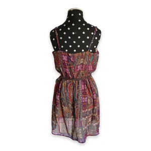 Love Reign Juniors Dress‎ Size S Rust Burgundy Paisley Print Tank Belt Boho NEW thumbnail 3