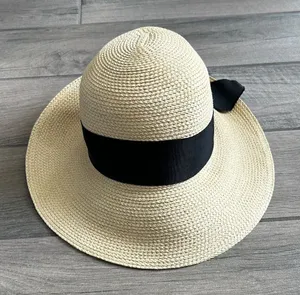 Elegant Cream Sun Hat with Black Band thumbnail 1