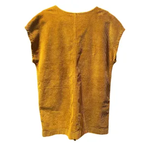 Madewell Retro Mustard Gold Corduroy Shift Dress V-Neck Pockets Boho Academia L thumbnail 3
